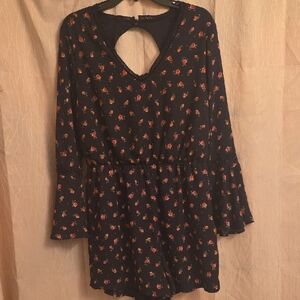 Disney Princess Black Floral Romper with Red and Pink Accents